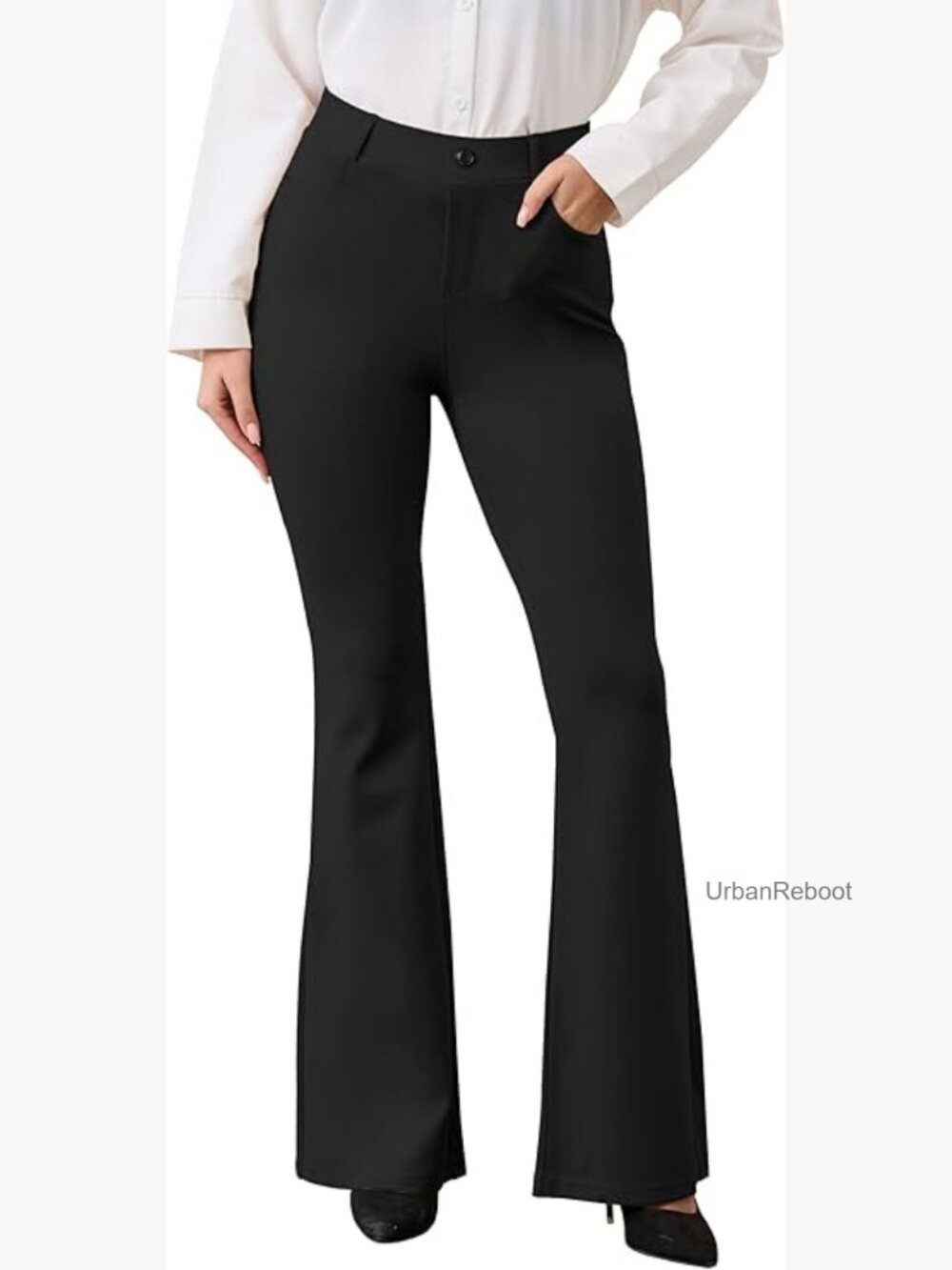 High Rise Flare Yoga Dress Pants Bootcut Pull On Work Trousers